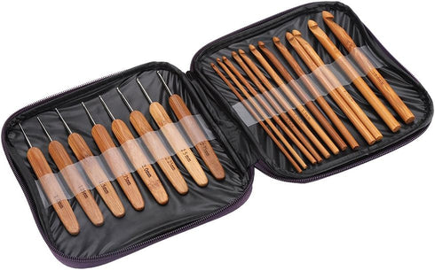 20pcs Bamboo Crochet Hooks Needles Knit Weave Craft Yarn DIY Sewing Tools Knitting Bamboo Crochet Hook Set with Case DIY Tools...