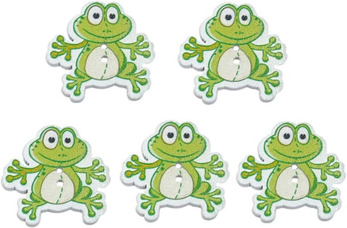 Healifty 50Pcs DIY Wooden Buttons,Sewing Buttons Frog Buttons 2 Holes Buttons Animal Buttons for Sewing DIY Craft Multicolored...