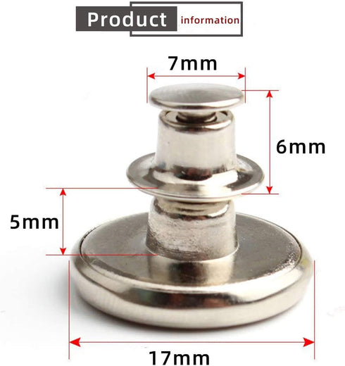 12 Sets 17mm Replacement Jean Buttons - Instant & Adjustable Detachable Metal Buttons for Pants, Jackets, Bags & More...