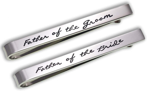 Father of The Groom Father of The Bride Gifts Tie Clip Wedding Tie Clip Set Stainless Steel Tie Bar Wedding Party Day Present for Man...