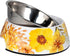 Pet Cats Dogs 2 in 1 Food Water Bowls - Non Slip Skid Proof Heavy Duty Pet Cats Dog Food Water Bowls for Feeding Drinking Medium Dogs (Yellow Flow...