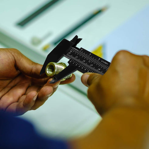 Honoson 10 Pieces 150 mm Mini Plastic Caliper Vernier Caliper Double Scale Sliding Gauge Measuring Tool for Student Office, 0-6 Inch, Black...