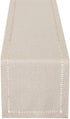 Grelucgo Handmade Hemstitched Polyester Rectangle Table Runners and Dresser Scarves, Beige 14x54 inch...
