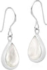 AeraVida Elegant Teardrop White Mother of Pearl Inlay Sterling Silver Dangle Earrings...