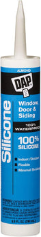 DAP 08649 10.1-Ounce Window and Door 100% Silicone Rubber Sealant, Almond...