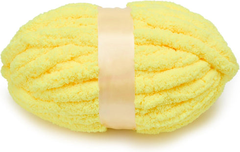Yellow Chenille Chunky Yarn for Hand Knitting Fluffy Jumbo Chenille Yarn DIY for Crocheting Blanket Cushion 1 Skein (8.5 oz, 32 yds Each Skein)......
