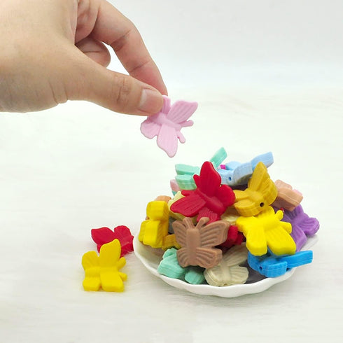 20Pcs Silicone Butterfly Beads, Cute Cartoon Animal Beads, Colorful Shaped Flat Beads, Loose Silicone Spacer Beads, for Adults DIY Necklaces Brace...