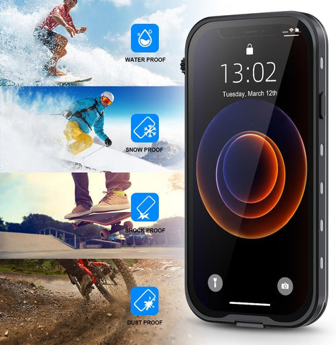 Waterproof Case for iPhone 12 Mini, IP68 Full Coverage Protective Waterproof/Shockproof/Dustproof Phone Case with Built-in Screen Protector for Ap...