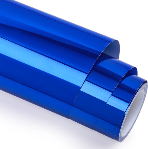 GIRAFVINYL Blue Chrome Vinyl, Chrome Permanent Vinyl Roll - 12" x 6ft Metallic Blue Vinyl for Cup, Sign, Windows, Home and Car Decorations,...