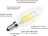 E14 LED Filament Candle Shape Light Bulb,E14 European Base Bulb,Daylight 6000K 600LM 60W Equivalent,C35 Clear Glass Torpedo Shape Bullet Top,No-Di...
