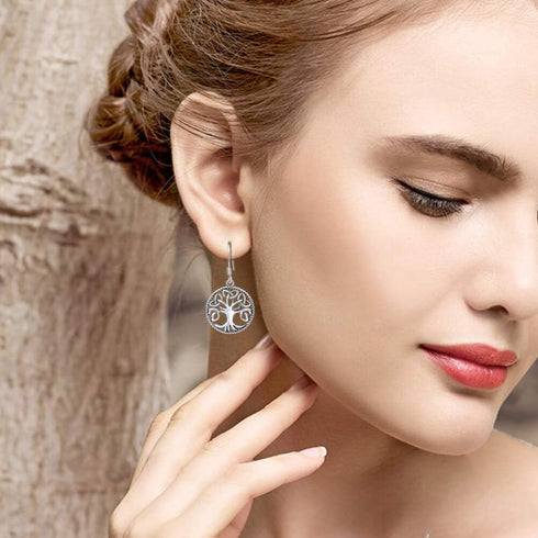 925 Silver Celtic Knot Tree of Life Drop Hook Earrings Mother Day Jewelry Gift for Mom...