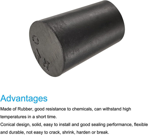 MECCANIXITY Rubber Tapered Plug 13mm to 17mm Solid Test Tubes Bungs Stopper Black for Lab Home 5 Pieces...