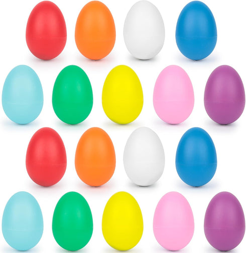 LovesTown 18PCS Plastic Egg Shakers Set, Percussion Instruments Musical Egg Maracas Easter Egg for Kids Toys Music Learning DIY Painting...