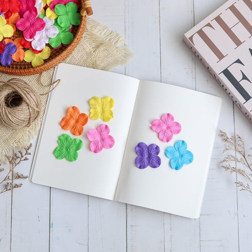 RATREE 888 50 Pcs Handmade Mulberry Paper Patch Hydrangeas Flowers 2x2 inch Mulberry Paper Flowers Scrapbooking Wedding DIY Craft (Mixed 10 Colors...