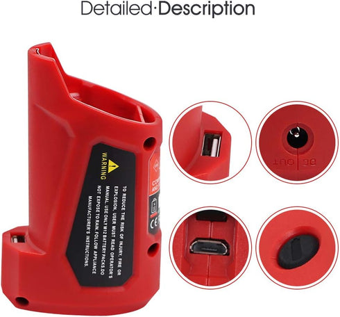 DSANKE USB Power Source for Milwaukee M12 48-59-1201 49-24-2310 USB Charging Adapter 10.8V/12V Heated Jacket Power Source Li-ion Battery Power Sou...
