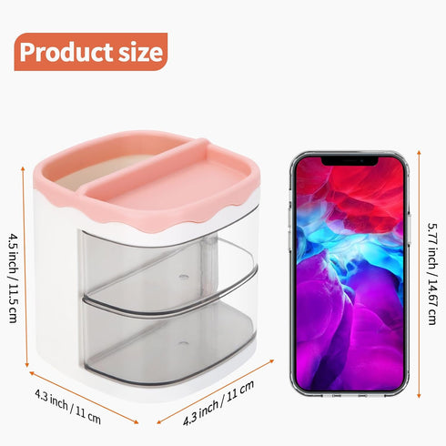 LETURE Desk Pencil Pen Holder with Drawer, Desktop Storage Pen Marker Organizers Stationery Supplies, Cute Pencil Cup Pot for Office, School, Home...