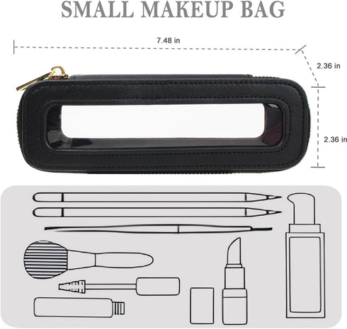 Clear Makeup Brush Bag, Small Makeup Brush Holder Travel Makeup Bag for Purse Mini TSA Approved Cosmetic Brush Case Portable Toiletry Bag for Wome...