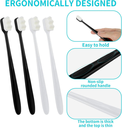 4Pcs Soft Bristle Toothbrush Soft Micro Nano Toothbrush with 20000 Bristles Extra Soft Toothbrush for Sensitive Teeth Soft Manual Toothbrush for A...