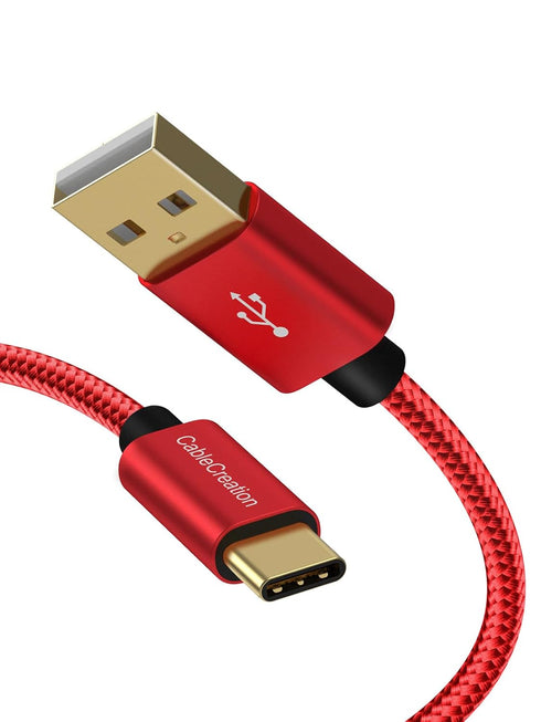 CableCreation USB C Cable 1FT, Red USB A to USB C Cable 3A Fast Charging Braided USB C Male to USB Male Cable for Power Bank, Galaxy S23, iPad Pro...