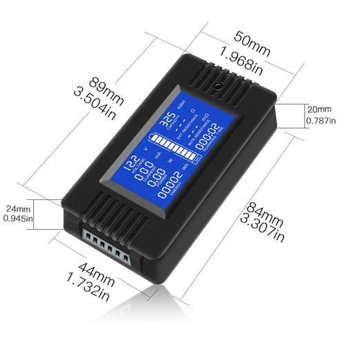 DC Multifunction Battery Monitor Meter,0-200V,0-10A (Widely Applied to 12V/24V/48V RV/Car Battery) LCD Display Digital Current Voltage Solar Power...