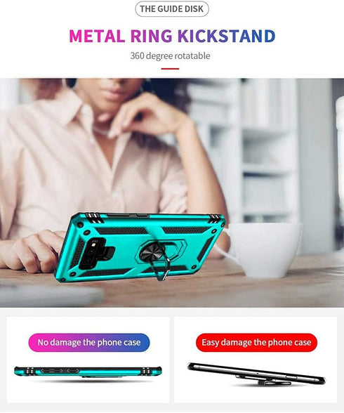 Androgate for Samsung Note 9 Phone Case, Galaxy Note 9 Case with 3D PET Screen Protector, Military-Grade Ring Holder Kickstand Car Mount 15ft Drop...