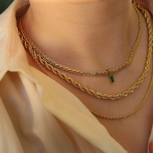 18K Gold Filled Vintage Choker Necklaces for Women Waterproof Gold Choker Necklace Anti Tarnish Gemstone Zircon Rectangle Pendant Necklace...