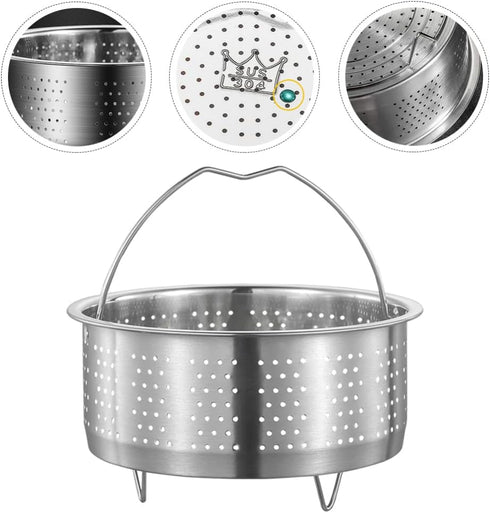 Luxshiny Rice Cooker Rice Cooker Rice Cooker Steamer Basket with Handle Legs Vegetable Steamer Insert Stainless Steel for Steaming Food Meat Fish ...