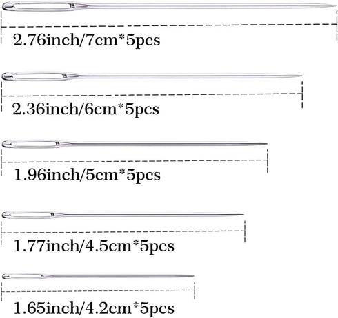 25Pieces hand sewing Big Eye Needles sharp needle?with Solid wood Needle Case for...