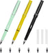 3Pcs Everlasting Pencil Reusable, Exquisite Inkless Eternal Pencil Unlimited Writing Pen Erasable Infinite Pencil with 6Pcs Replacement Nibs, Ever...