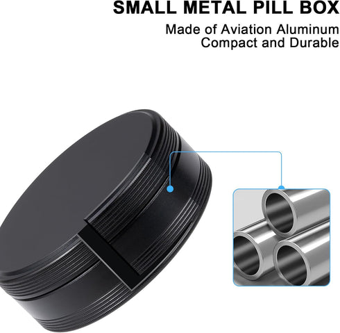 Pill Box 3 Compartment - Metal Travel Pill Case for Pocket or Purse, Portable Waterproof Medicine Pill Organizer Holder Daily Pill Container for M...