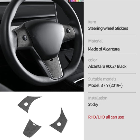 Steering Wheel Wrap Kit Sticker,for Tesla Model 3 / Y,Steering Wheel Protector Decoration Accessories (Black)...