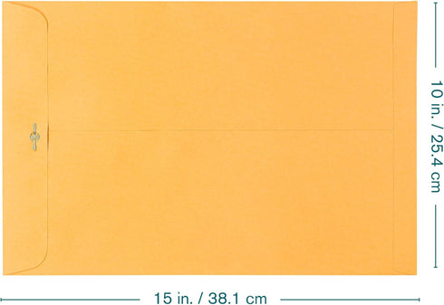 EnDoc 10 x 15 Clasp Envelopes - 10 Pack Brown Kraft Catalog Mailing Gummed Seal Envelope - 28lb Heavyweight 10x15 Inches Manila Envelopes for Home...