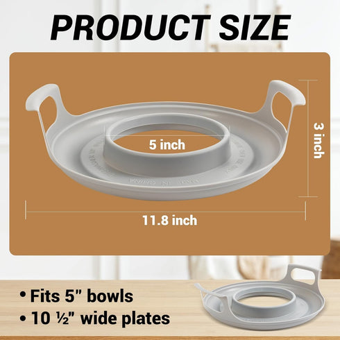 Microwave cool plate and spillover caddy with handles. For bowls, plates and microwave meals. BPA free...
