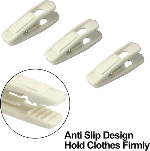 Velvet Hangers Clips, 20 Pack Ivory Pants Hanger Velvet Clips, Strong Hanger Clips Perfect for Thin Felt Hangers...