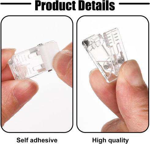 Self Adhesive Clips, 100PCS Plastic Tapestry Wall Hanging Clips for Office Home Decorations...