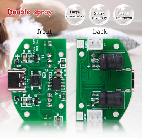 1Pcs Atomization Plate DIY Dual Spray Switch Control Atomization Disc Module 5V 2-3W Microporous Atomizer Board for Multipurpose USB Ultrasonic Hu...
