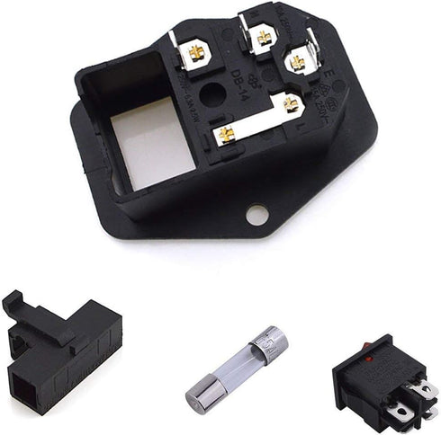 HiLetgo 3pcs AC 250V 15A 3 Terminal Power Socket with Fuse Holder Case ON/OFF Switch Arcade Power Supply...