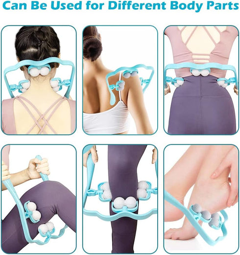 Abnaok Neck Massager, Upgrade Neck Roller for Pain Relief Deep Tissue, Trigger Point Roller Massager with 6 Wheels, Handheld Shiatsu Shoulder Mass...