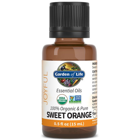Garden of Life Essential Oil Sweet Orange 100% USDA Organic & Pure, Clean, Undiluted & Non-GMO for Diffuser, Aromatherapy, Meditation, Joyful, Cal...
