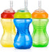 Nuby No-Spill Sippy Cup with Flex Straw - (3-Pack) 10-Ounce Bottles - Sippy Cups for Toddlers 12+ Months - Neutral Color Training Cups for Toddler...