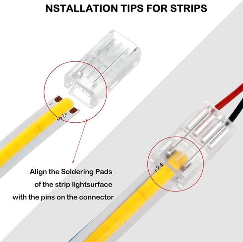 COB LED Strip to Wire Connector 20 Pieces Waterproof LED Adapter Connectors Transparent Solderless LED Light Strip Connectors for Strip Light Unwi...