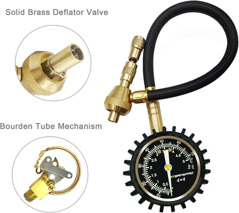 2 in 1 Professional Rapid Air Down Tire Deflator Pressure Gauge 75Psi?Rapid Air Down Offroad Kit with Special Chuck for 4X4 Large Offroad Tires on...