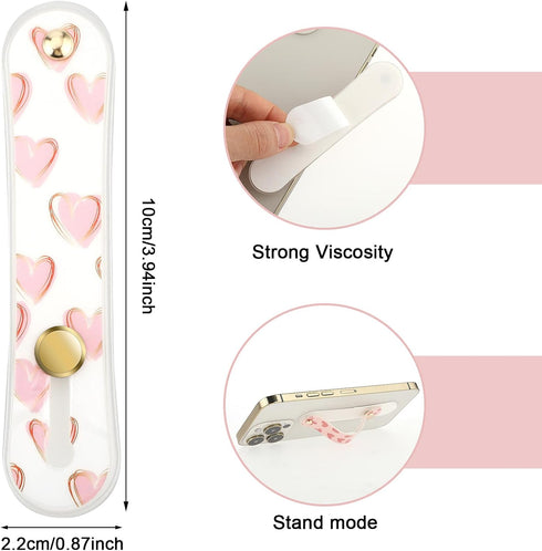 2Pcs Phone Loop Finger Holder, Silicone Phone Grip Phone Finger Strap Stand Universal Portable Finger Kickstand for Most Smartphones (2pcs-Pink/Wh...