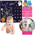 Halloween Theme Baby Monthly Milestone Blanket, 48x40in Soft Flannel, Ghost and Pumpkin Skull Background, Newborn Mom Gifts, Baby Shower Age Growt...