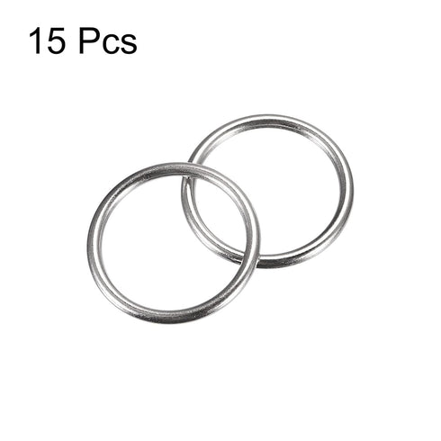 uxcell Metal O Rings, 15pcs 30mm(1.18") ID 3mm Thickness Multi-Purpose Welded O-Ring Buckle for Craft Belt Purse Bag Making Hardware, Silver Tone...