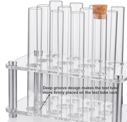 Ackers Transparent Acrylic Test Tube Bottle Small Glass Holder, Built-in Handle, 12 Tube Capacity, 0.87" (22mm) Holes for 25ML Test Tubes(Detachab...