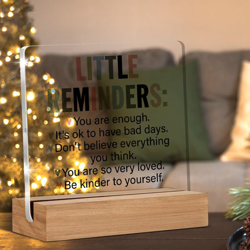 Inspirational Motivational Gifts Little Reminders You are Enough Clear Desk Decorative Sign Acrylic Sign With Wooden Stand for Office Desk Table S...
