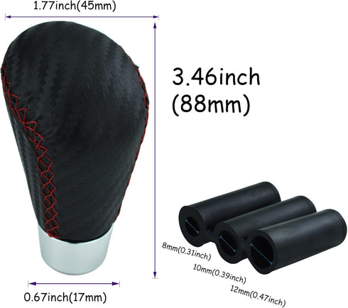 Car Gear Shifter Knob Leather Shift Lever Handle for Most Manual Automatic Vehicles (Red Stitches)...