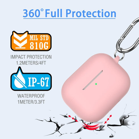 AirPods Pro Case Cover, Military Grade Anti-Fall Soft Silicone Shock-Absorbing Protective AirPods Pro 2nd/1st Generation Case with Keychain and Cl...