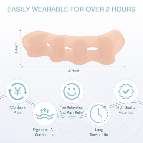 2 Pcs Toe Spacers for Women and Men - Metatarsal Yoga Cushion - Therapeutic Stretchers for Plantar Fasciitis, Bunions, Silicone Toe Separators (Be...